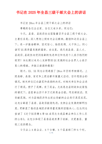 书记在2025年全县三级干部大会上的讲话