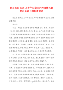 副县长在2025上半年安全生产和自然灾害防治会议上的部署讲话