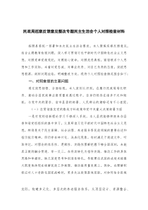 民政局(在贯彻落实党的路线方针政策和党中央重大决策部署方面)巡察反馈意见整改专题民主生活会个人存在问