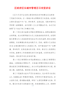 区政府区长城市管理百日攻坚讲话