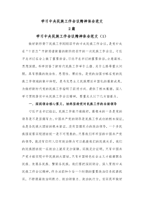 2篇学习中央民族工作会议精神体会范文