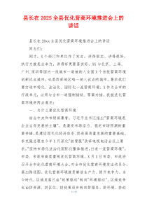 县长在2025全县优化营商环境推进会上的讲话