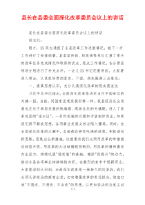 县长在县委全面深化改革委员会议上的讲话