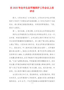 在2025年全市生态环境保护工作会议上的讲话