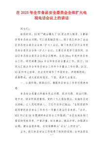 在2025年全市食品安全委员会全体扩大电视电话会议上的讲话