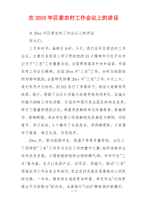 在2025年区委农村工作会议上的讲话
