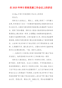 在2025年审计系统党建工作会议上的讲话