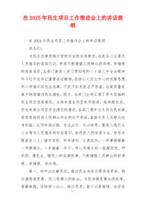 在2025年民生项目工作推进会上的讲话提纲