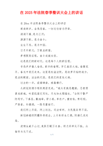 在2025年法院春季整训大会上的讲话