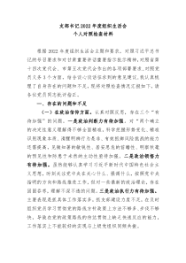 组织生活会支部书记20XX年度组织生活会个人对照检查材料
