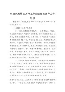 2025年工作总结及2026年工作计划【县民政局】(材料)