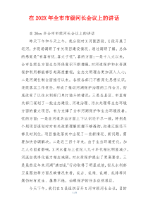 在202X年全市市级河长会议上的讲话