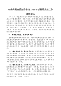 2025年度抓基层党建工作述职报告【市政府国资委党委书记】(材料)