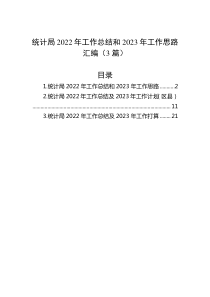 3篇统计局20XX年工作总结和20XX年工作思路汇编