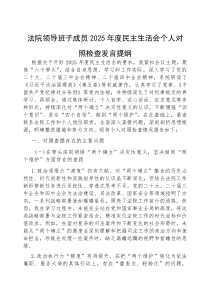 2025年度民主生活会个人对照检查发言提纲【法院领导班子成员】(材料)