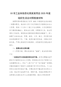 2025年度组织生活会个人对照检查材料【市工业和信息化局党员干部】(材料)