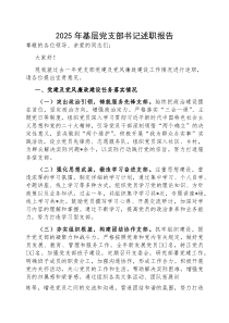 2025年度述职报告【基层党支部书记】(材料)