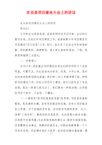 在全县项目建设大会上的讲话