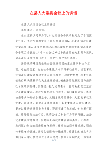 在县人大常委会议上的讲话