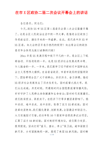 在市X区政协二届二次会议开幕会上的讲话