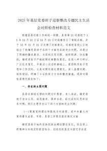 (参考)2025年基层党委班子巡察整改专题民主生活会对照检查材料范文