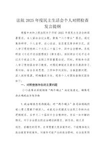 (参考)法院2025年度民主生活会个人对照检查发言提纲