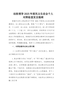 (参考)法院领导2025年度民主生活会个人对照检查发言提纲