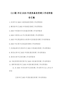 (参考)（12篇）书记2025年度抓基层党建工作述职报告汇编