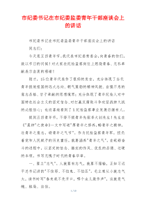 市纪委书记在市纪委监委青年干部座谈会上的讲话