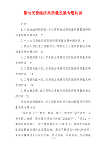 推动民营经济高质量发展专题访谈