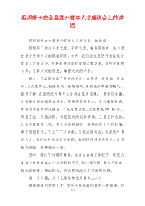 组织部长在全县党外青年人才座谈会上的讲话
