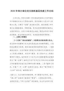 2025年审计单位党支部抓基层党建工作总结范文供参考(素材)