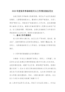 2025年度秋冬季森林防灭火工作情况报告范文(素材)