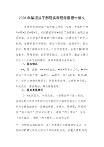 2025年拟提拔干部现实表现考察报告范文(素材)