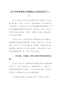 2025年移风易俗工作推进会上的讲话范文(素材)