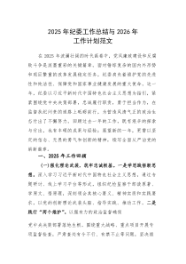 2025年纪委工作总结与2026年工作计划范文(素材)