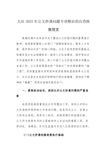 人社2025年公文抄袭问题专项整治的自查报告范文(素材)