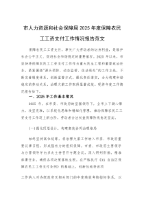 人社部门2025年度保障农民工工资支付工作情况报告范文(素材)