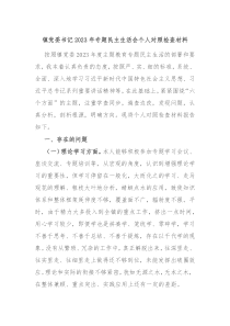 镇党委书记20XX年专题民主生活会个人对照检查材料