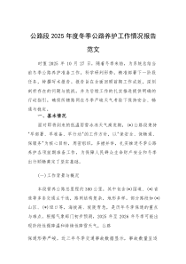 公路段2025年度冬季公路养护工作情况报告范文(素材)