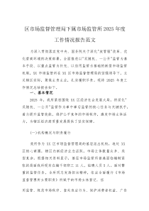 区市场监督管理局下属市场监管所2025年度工作情况报告范文(素材)