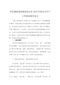 单位森林调查规划设计队2025年度安全生产工作情况报告范文(素材)