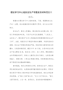 理论学习中心组安全生产专题发言材料范文(素材)