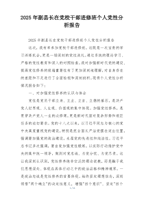 2025年副县长在党校干部进修班个人党性分析报告