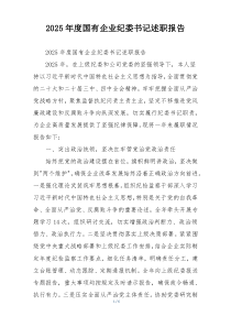 2025年度国有企业纪委书记述职报告