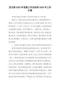 党支部2025年党建工作总结和2026年工作打算