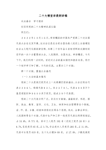 二十大精宣讲提纲讲稿