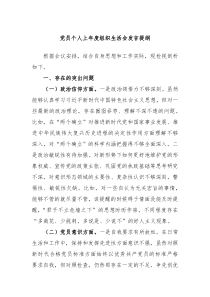 党员个人上年度组织生活会发言提纲