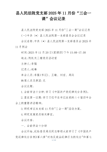 县人民法院党支部2025年11月份“三会一课”会议记录