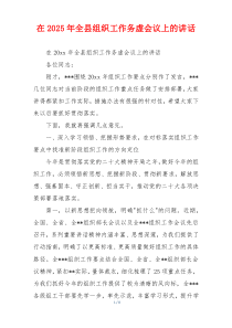 在2025年全县组织工作务虚会议上的讲话